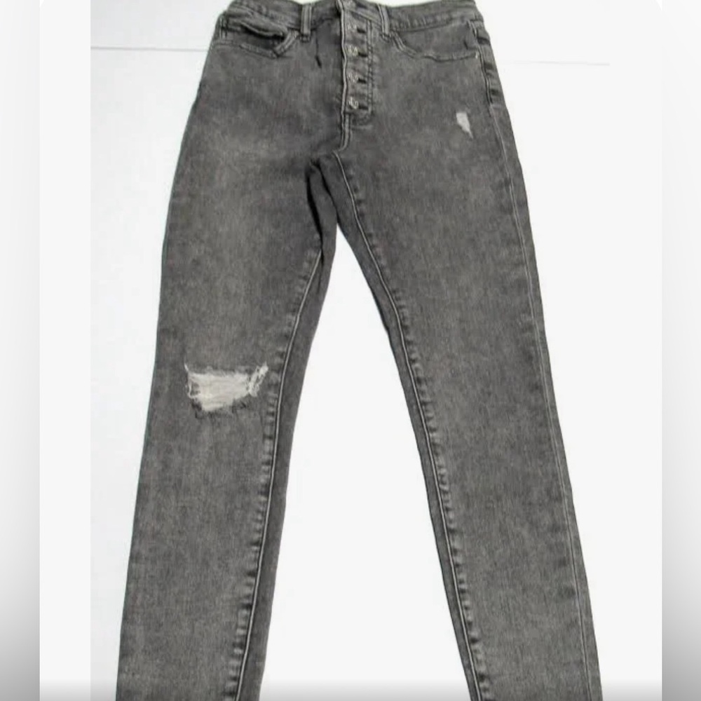 Express High Rise Distressed Skinny Grey Jeans. Size 12 Regular